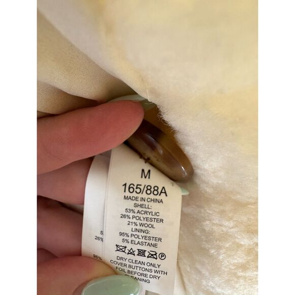Kate Spade Coat Teddy Faux Fur Double Breasted Cream Size M NWT $498 - Picture 11 of 11